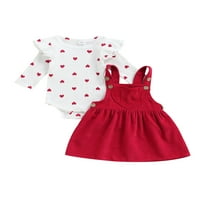 Valentinovo za dječje djevojke odjeću set novorođenčad srca s dugim rukavima rufffle romper top suknja