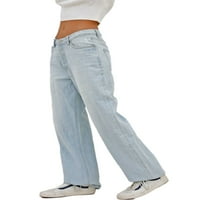 Nevevne žene Traperice All-Match prozračne pantalone širokog nogu džepova obična fit pamučna jean