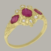 Britanci napravio 9k žuto zlato stvarno istinsko rubin i kubični cirkonijski ženski osnivački prsten