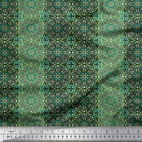 Soimoi Rayon Crepe Tkanina Stripe i Mandala Kaleidoskop Ispis tkanina sa dvorištem širom