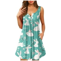 Haljina za ženske haljine ljetne naleted mini haljina slatka bez rukava Flowy Beach Tunic Tunne haljina