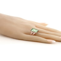 Gem Stone King 6. CT Octagon Green Prasiolit Bijeli Topaz 18K ružičasti pozlaćeni srebrni prsten