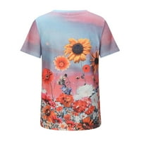 Olyvenn ženske ljetne cvjetne majice nanosi bageresne žene modne trendi majice kratkih rukava gradijent