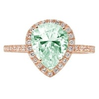 2.38ct kruška zelena simulirana dijamant 18k 18K ruža Gold Gold Angagment Halo prsten veličine 9.25