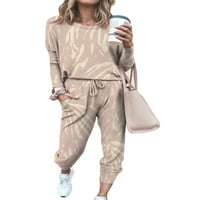 Groanlook Women Pijamas Set PJs Sleep Nightness Suit dame Dame Dugi ručak Outfits Lounge Početna Odjeća Khaki 3xl