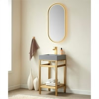 Ablitas 18 jedno sudoper kupatilo vanity četkani zlatni metalni okvir sive top i ogledalo