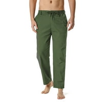 XYSAQA muške pantalone za posteljinu, lagani elastični struk casual jogger joga hlače za muškarce salon