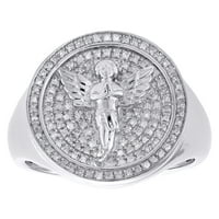 Diamond Pinky prsten Anđeoska krila moli se medaljlik krug Top Pave Band CT