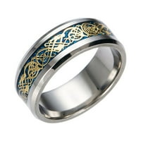 Bacc pribor Dragon Dragon Steel Zlatni nehrđajući sa srebrnim prstenom od titanijum čeličnih prstenova