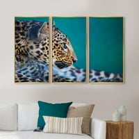 Art DesimanArt 'Vidilant Leopard Close Up prikaz' životinje uokvirene umjetnosti - boje okvira u. Široko