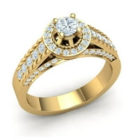 Originalna 1.25CTW okrugli rez dijamantski prong dame uže katedrala halo svadbeni prsten za brisanje