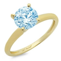 1.5ct okrugli rez plavi simulirani dijamant 18k žuti zlatni godišnjički angažman prsten veličine 7