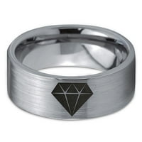 Volfram Diamond Gemstone Adamantine Izometrijski kristalni prsten za prsten za muškarce Žene Udobne fit sive ravne rez brušeno polirano