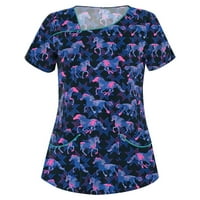 Ženski bluze Grafički printira kratki rukav Radna odjeća Žene TEE V-izrez Ljetni vrhovi crne s