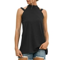 Majice za žene za žene casual vrhovi labavi bez rukava o vratu sa majica za bluzu na ramenu