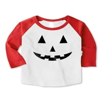 Ma Croi Kids Jack-O-Lantern Smile Bijela Halloween Graphic 3 4-rukave Raglan majice