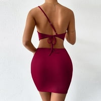 Amousa ženski seksi otvorena stražnji dio nacrta u obliku ramena šuplje paket hip mini haljina ljetna