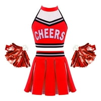 Alvivi Kids Girls Cheerleading Gain Lijerna kostim slova Ispisuju gornji dio krovnog suknje + suknja