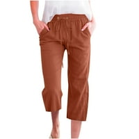 Yievt capris za žene čišćenje ravne široke pantalone za noge sa džepnim modnim ženskim ležerne čvrste