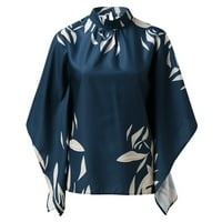 Ženski vrhovi modne majice dolman rukave s kraljevcem Cvjetna bluza s-2xl plava
