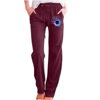 Asdoklhq Weens Plus veličine zasebne hlače, moda Žene Ležerne prilike za ispis elastične labave hlače