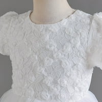 Aaiyomet cvjetna djevojka haljina dječje ruffles čipke za vjenčanice, bijele 3- godine