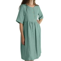 Ženske haljine okrugli dekolte modna čvrsta dužina gležnja A-line lakta-duljina ljetna haljina mint zelena 5xl