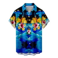 Muška majica Ležerne tipke Donje košulje Ljetne havajske majice kratki rukav bluza V vrat Prozračni
