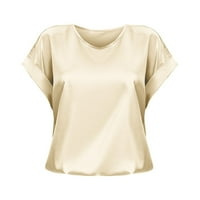 IOPQO Plus veličine za žene Proljeće i ljetni ženski satensku majicu s kratkim rukavima Labavi Ležerni