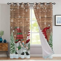 Momsnice Xmas Božićne zavjese BlackOut Crapes Gromet plaid prozor za zavjese dugi snjegović tiskani posteljina teksturi višestruki uzorci kuhinja Khaki W: 27.5 '' h: 39 '' *