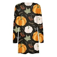 HHEI_K Corduroy jakna Ženska ženska modna casual Halloween tiskana s dugim rukavima od kardiganske jakne