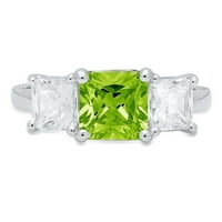4. CT Brilliant Squaret Smaragd Clear Simulirani dijamant 18k bijelo zlato Tromjenski prsten s 455