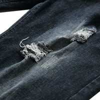 Ecqkame muške traper kratke hlače zatvarač patentni patentni patent elastične tanke casual traper kratke hlače igru ​​WRIPPIPT muške hlače za muškarce tamno sivo xxxxl