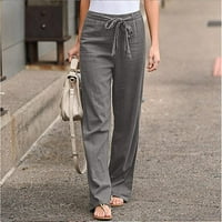 Posteljine za žene za žene Trendy sa džepovima Izvlačenje elastičnim strukom labave ravne široke noge