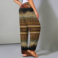 Yubatuo elastične pantalone sa niskim usponom za žene Aztec ispise hlače sa džepom