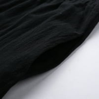 Caicj pantalone za žene Ženska tajna figura visoki struk pletenje pucketirani pantnim pantnim pločam crnim, xxl