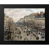 PisArro, Camille crna Moderna uokvirena muzej Art Print pod nazivom - Bulevar Montmartre u Parizu