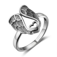 Xinqinghao Exquisite Ring Ring Angel Wing Ring, Vintage Wing Ring D