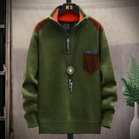 Dukseri za muškarce Moderna fit džemper na pola zip casual kornjače slatke džempere vojska zelena m