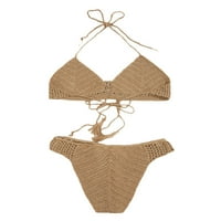 Liacowi WomenSuits Bikinis set Crochet Clout Brak Bra vrhovi + kratki kupaći kostimi kupaći odjevni