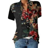 Gotyou ženski vrhovi Ležerne majica Ljetni vrhovi kratki rukav V-izrez Print Pulover labava bluza
