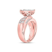 Jewels 10kt Rose Gold Okrugli dijamantski klaster mladenci za venčani prsten CTTW veličine 6,5