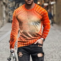 Košulje za muškarce Crew izrez dugih rukava tunel 3D tiskana majica za bluze za bluze narančasta L