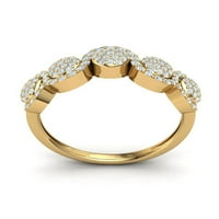 Prirodno 0,75ct okrugli rez Diamond Prong Fancy WAVE WAVE Vjenčani prsten GUNI SOLID 14K Zlatni FG VS
