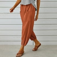 Ženske hlače Ljeto Visoke posteljine u struku Široke noge Duge pantalone sa džepom Modne labave hlače