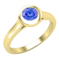 DazzlingRock kolekcija okrugli tanzanit Solitaire Angažman prsten za žene u 14k žuto zlato, veličine
