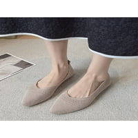 Leuncero Stanovi za žene širene plosne cipele pletene gornje baletne stanovi na cipela ružičasta 5