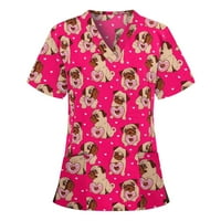 Ženske kratkih rukava Ležerne prilike za majice V Vreći za izrez Tee Loose Comfy tunika Bluza Lagana slatka