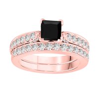 Dijamantni zaručni prsten za žene 2. Carat Okrugli oblik Crni dijamantski prikaz Podešavanje kamena