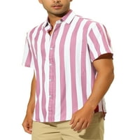 Lars Amadeus prugaste košulje za muške ljetne redovne moćne kratke rukave s majicom na havajskoj majici